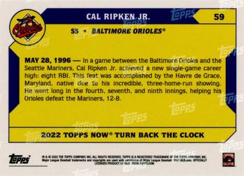 2022 Topps Now Turn Back the Clock #59 Cal Ripken Jr. Back
