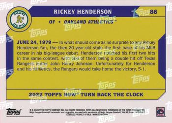 2022 Topps Now Turn Back the Clock #86 Rickey Henderson Back