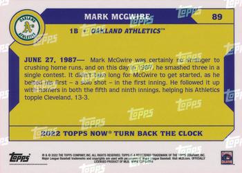 2022 Topps Now Turn Back the Clock #89 Mark McGwire Back