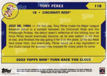 2022 Topps Now Turn Back the Clock #118 Tony Perez Back