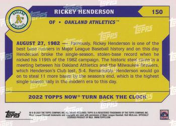 2022 Topps Now Turn Back the Clock #150 Rickey Henderson Back