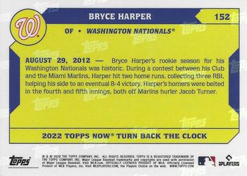 2022 Topps Now Turn Back the Clock #152 Bryce Harper Back