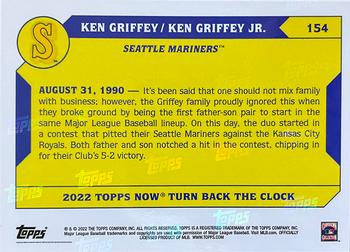 2022 Topps Now Turn Back the Clock #154 Ken Griffey / Ken Griffey Jr. Back