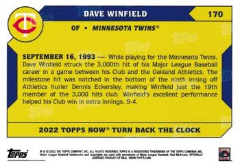 2022 Topps Now Turn Back the Clock #170 Dave Winfield Back