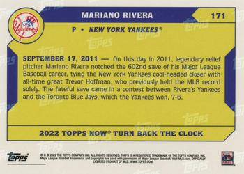 2022 Topps Now Turn Back the Clock #171 Mariano Rivera Back
