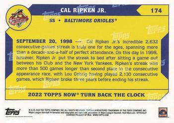 2022 Topps Now Turn Back the Clock #174 Cal Ripken Jr. Back