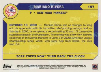 2022 Topps Now Turn Back the Clock #197 Mariano Rivera Back