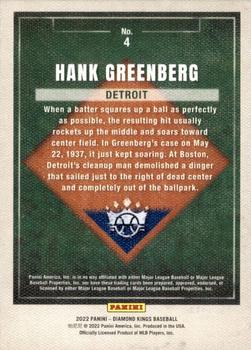 2022 Panini Diamond Kings #4 Hank Greenberg Back