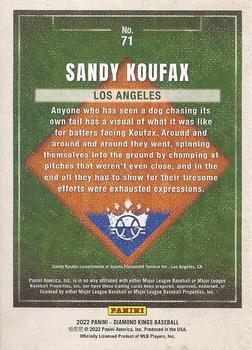 2022 Panini Diamond Kings #71 Sandy Koufax Back