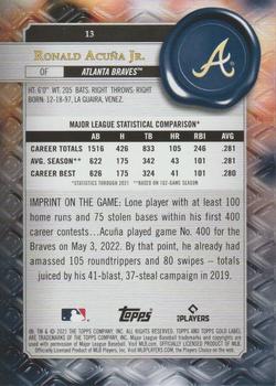2022 Topps Gold Label #13 Ronald Acuña Jr. Back
