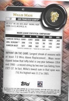 2022 Topps Gold Label #42 Willie Mays Back