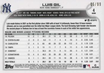 2022 Topps Gilded Collection #4 Luis Gil Back