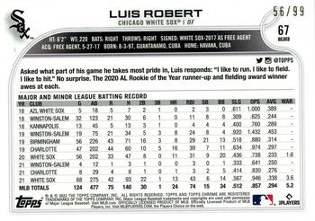 2022 Topps Gilded Collection #67 Luis Robert Back