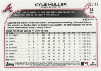 2022 Topps Gilded Collection #74 Kyle Muller Back