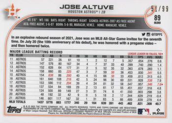 2022 Topps Gilded Collection #89 Jose Altuve Back