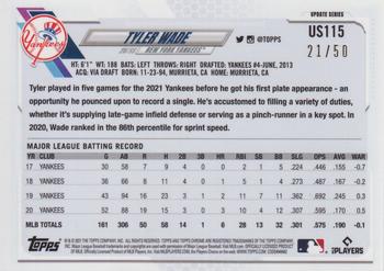 2021 Topps Chrome Update Sapphire Edition - Green #US115 Tyler Wade Back