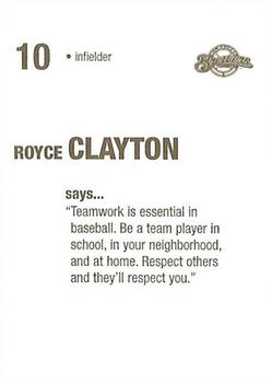 2003 Milwaukee Brewers Police - Mukwonago Police Department, Citizen's Bank of Mukwonago #NNO Royce Clayton Back