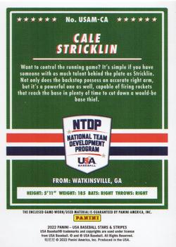 2022 Panini USA Baseball Stars & Stripes - USA Baseball Materials #USAM-CA Cale Stricklin Back