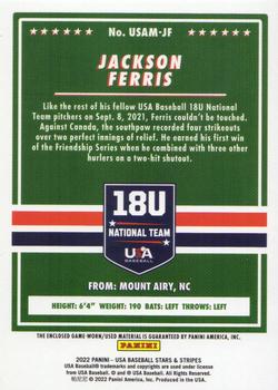 2022 Panini USA Baseball Stars & Stripes - USA Baseball Materials #USAM-JF Jackson Ferris Back