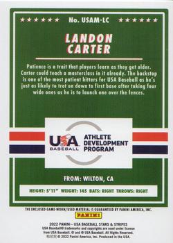2022 Panini USA Baseball Stars & Stripes - USA Baseball Materials #USAM-LC Landon Carter Back