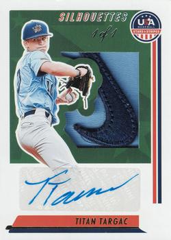 2022 Panini USA Baseball Stars & Stripes - USA Baseball Silhouettes Signatures Jerseys Brand Logo #SIL-TT Titan Targac Front