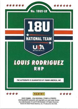 2022 Panini USA Baseball Stars & Stripes - 18U National Team Signatures Blue Ink #18US-LR Louis Rodriguez Back