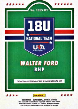 2022 Panini USA Baseball Stars & Stripes - 18U National Team Signatures Blue Ink #18US-WF Walter Ford Back