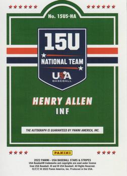 2022 Panini USA Baseball Stars & Stripes - 15U National Team Signatures Blue Ink #15US-HA Henry Allen Back