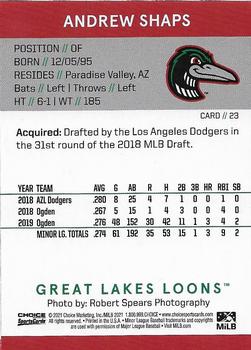 2021 Choice Great Lakes Loons #23 Andrew Shaps Back