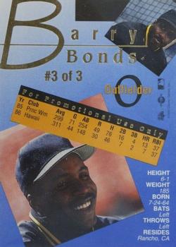 1993 Classic Best Gold - Tri-Star 93 Promos #3 Barry Bonds Back