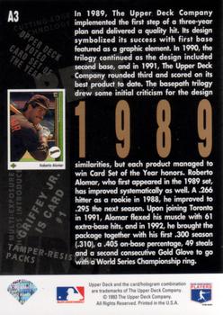 1993 Upper Deck - 5th Anniversary #A3 Roberto Alomar Back