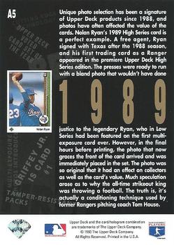 1993 Upper Deck - 5th Anniversary #A5 Nolan Ryan Back