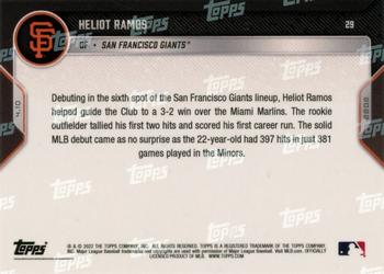 2022 Topps Now #29 Heliot Ramos Back