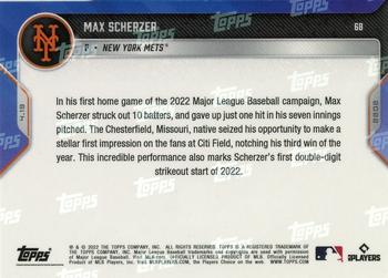 2022 Topps Now #68 Max Scherzer Back