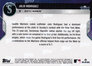 2022 Topps Now #183 Julio Rodriguez Back