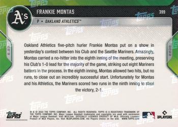 2022 Topps Now #399 Frankie Montas Back