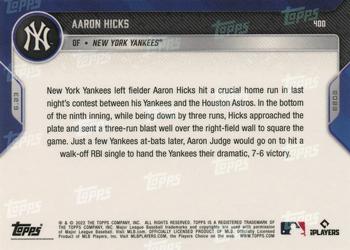 2022 Topps Now #400 Aaron Hicks Back