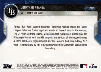 2022 Topps Now #407 Jonathan Aranda Back