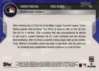 2022 Topps Now #746 Yadier Molina / Yogi Berra Back