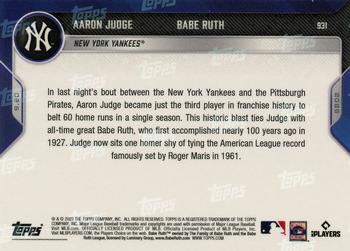 2022 Topps Now #931 Aaron Judge / Babe Ruth Back