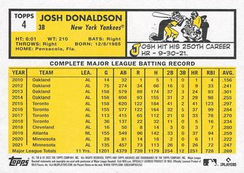 2022 Topps Archives #4 Josh Donaldson Back