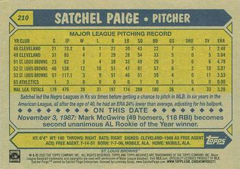 2022 Topps Archives #210 Satchel Paige Back