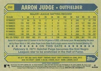 2022 Topps Archives #250 Aaron Judge Back