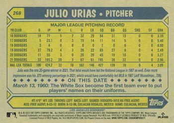 2022 Topps Archives #268 Julio Urias Back