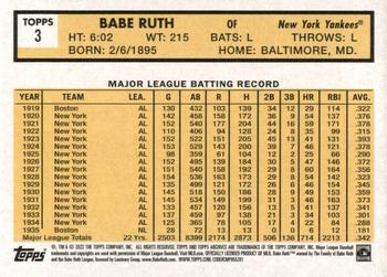 2022 Topps Archives #3 Babe Ruth Back