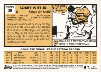 2022 Topps Archives #89 Bobby Witt Jr. Back