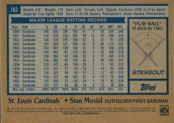 2022 Topps Archives #163 Stan Musial Back
