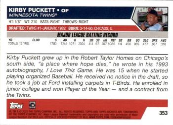 2022 Topps Archives #353 Kirby Puckett Back