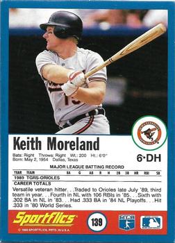 1990 Sportflics - Promos #139 Keith Moreland Back
