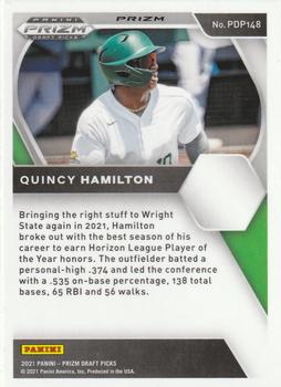 2021 Panini Prizm Draft Picks - Green Pulsar Prizm #PDP148 Quincy Hamilton Back
